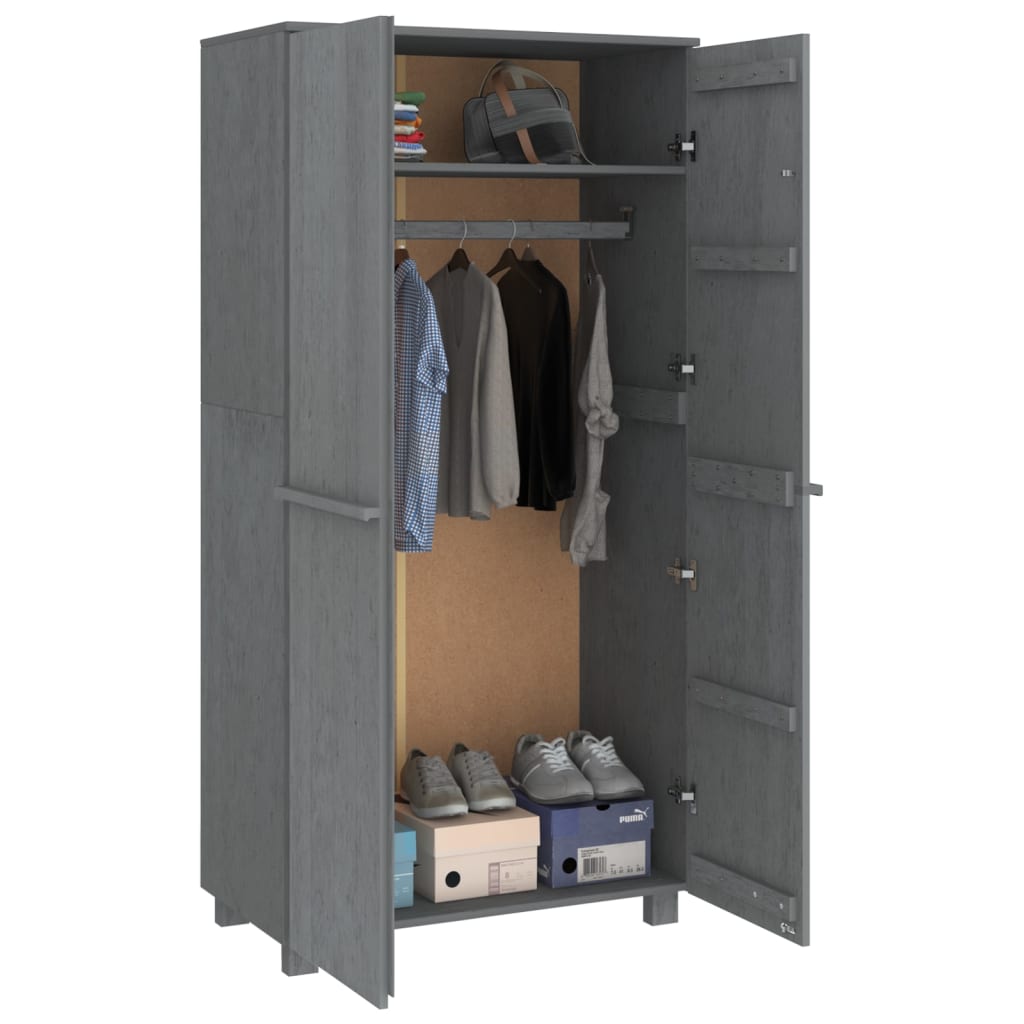 Kleiderschrank HAMAR Honigbraun 89x50x180 cm Massivholz Kiefer