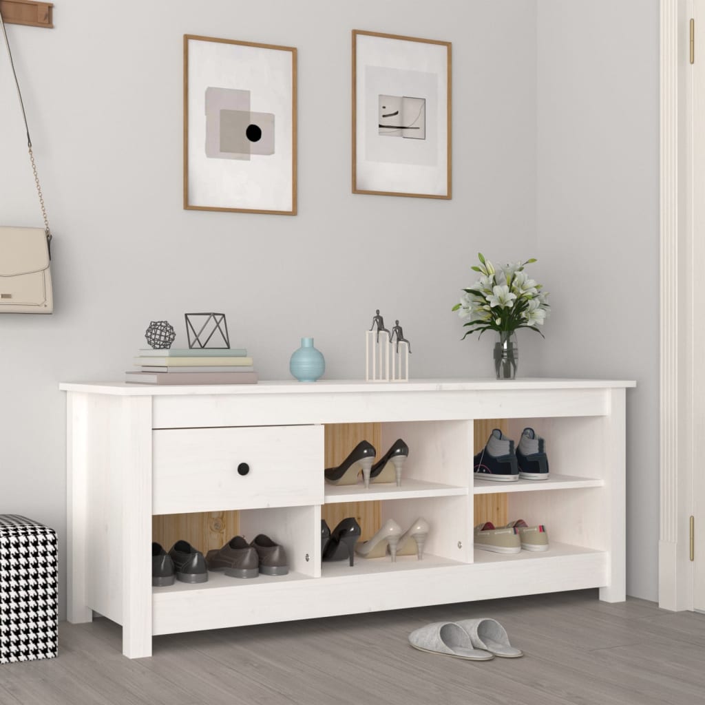 Schuhschrank 110x38x45,5 cm Massivholz Kiefer