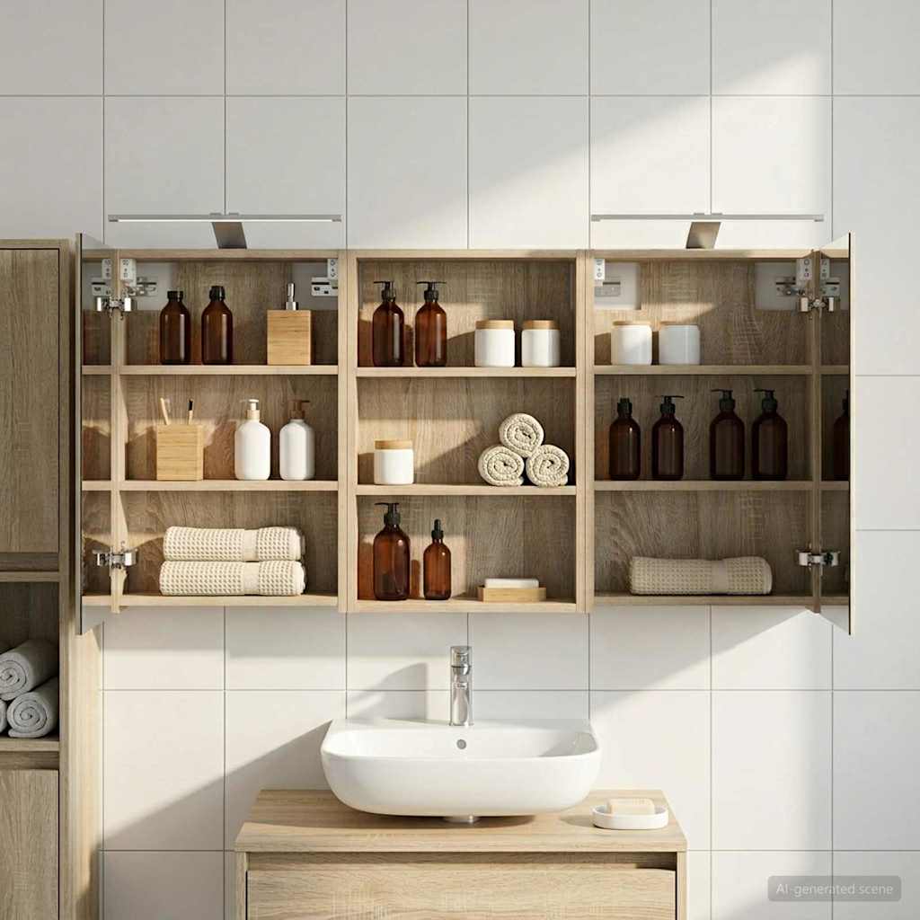 Badezimmerschrank-Set 3 pcs 80 x 10,5 x 50 cm Holzwerkstoff