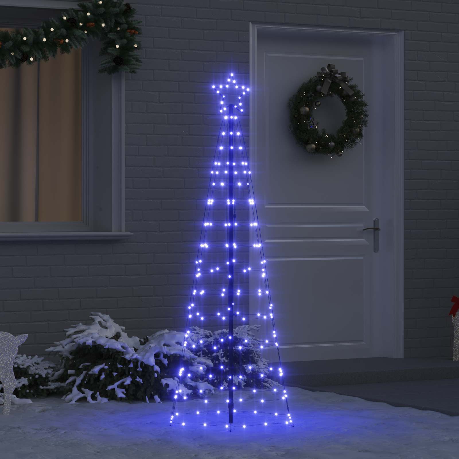 LED-Weihnachtsbaum mit Erdspießen 220 LEDs Warmweiß 180 cm