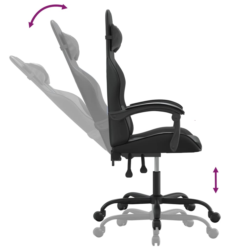 Gaming-Stuhl Drehbar Schwarz und Blau Kunstleder