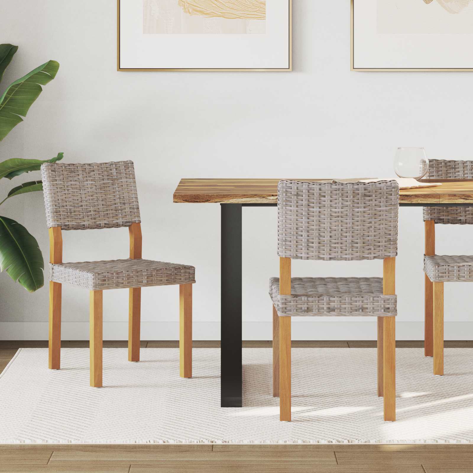 Esszimmerstuhl 2 pcs Kubu Rattan Weiß gewaschen 46 x 55 x 84 cm