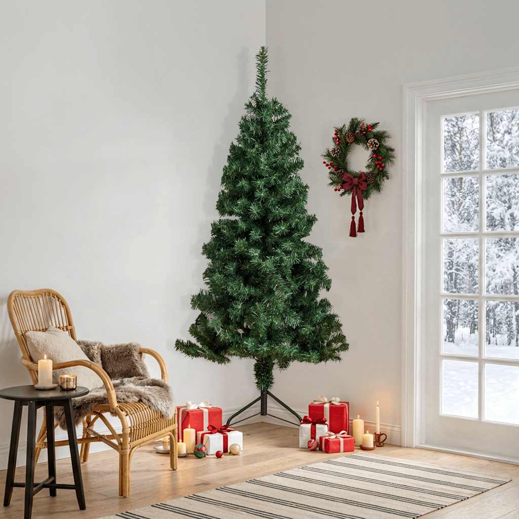 Künstlicher Eck-Weihnachtsbaum Grün 120 cm PVC