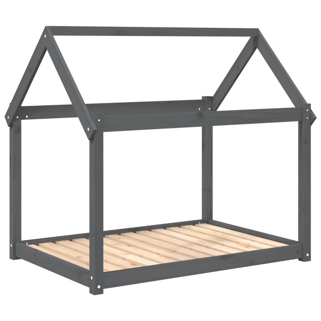 Hundebett Grau 61x50x70 cm Massivholz Kiefer