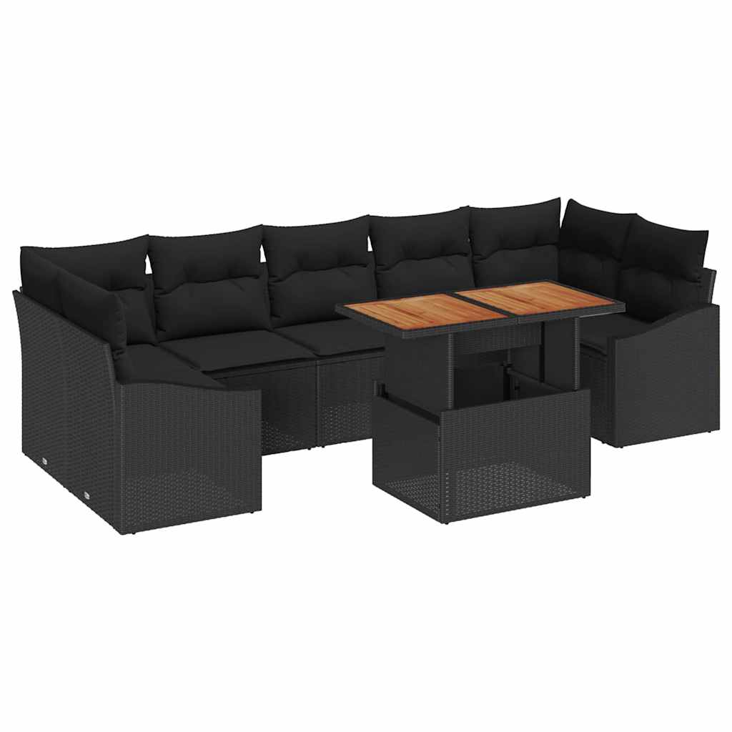 Garten Essgruppe mit Kissen 8 pcs Schwarz und Creme