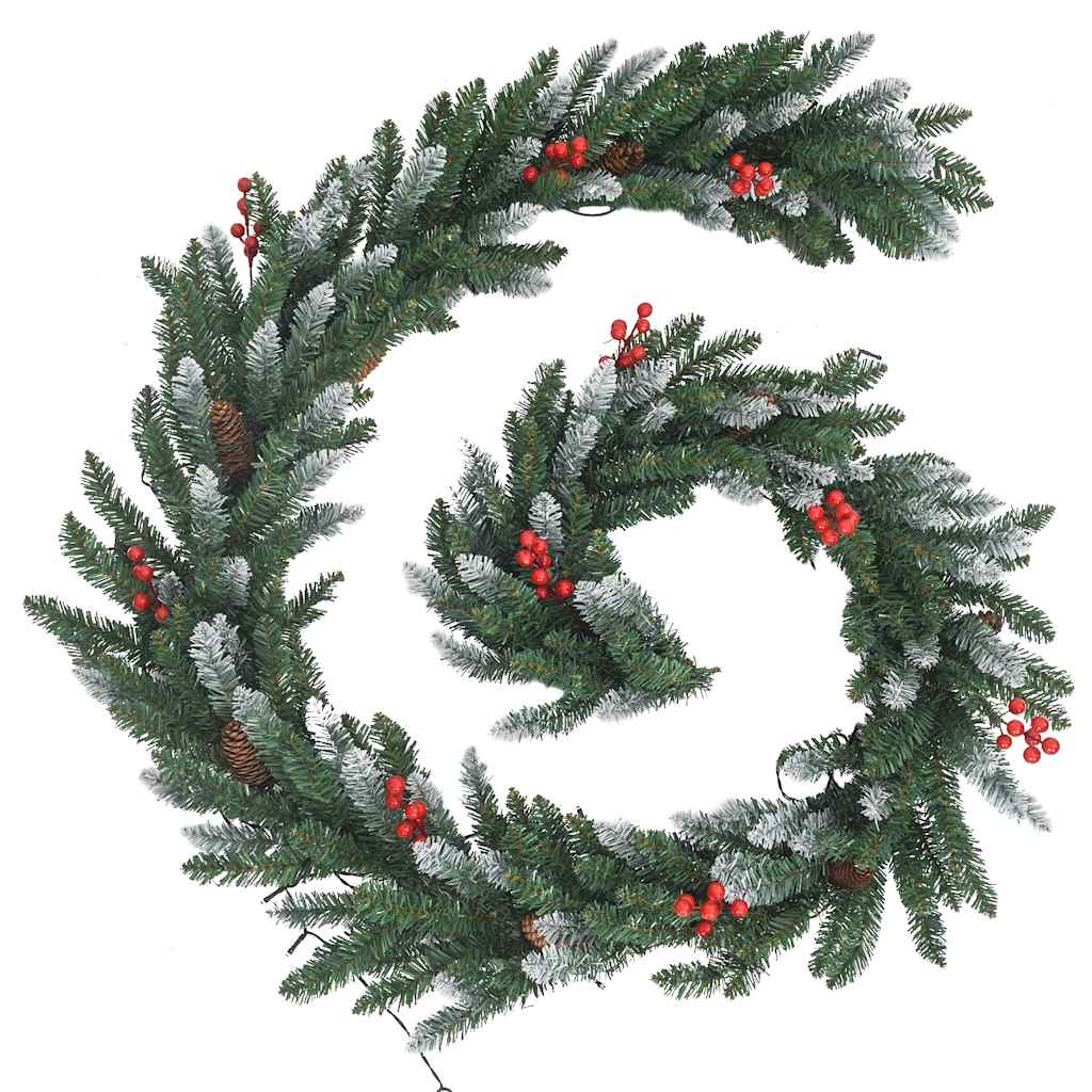 Künstliche Weihnachtsbäume 2 Stk. mit Kranz, Girlande und LEDs