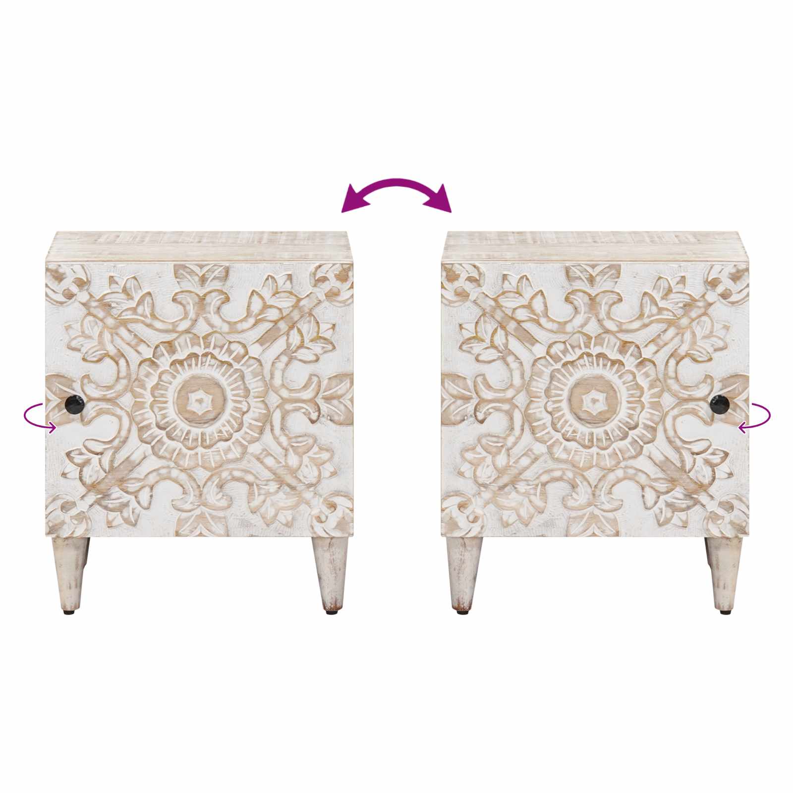 Nachttisch Braun 40 x 33,5 x 46 cm Massivholz Mango