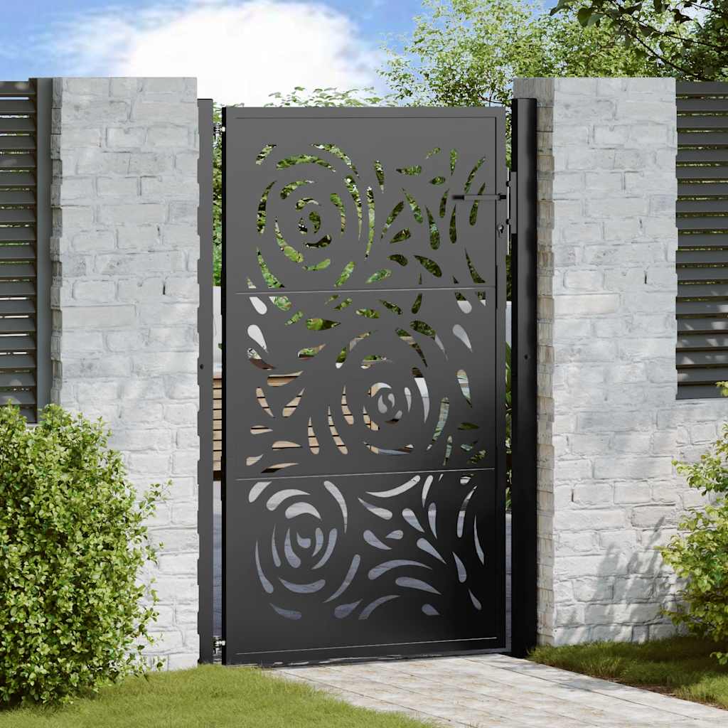 Gartentor Schwarz 100x100 cm Stahl Lichtdesign