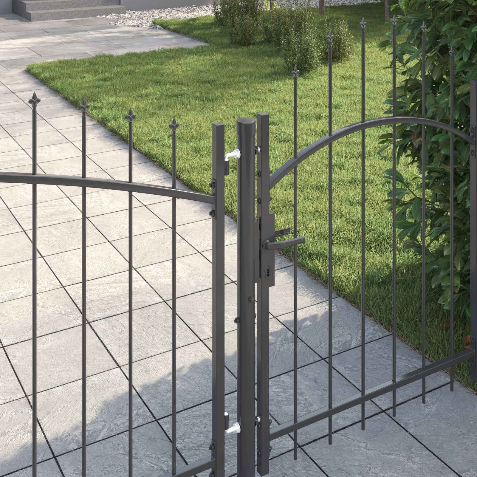 Gartentor Woerden Stahl 1x4 m Schwarz