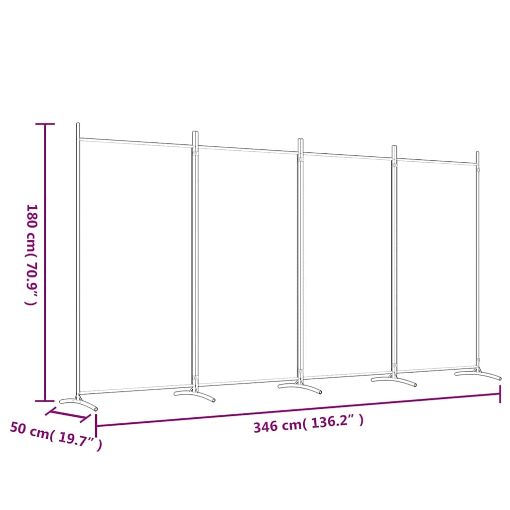 3-tlg. Raumteiler Weiß 260x180 cm Stoff
