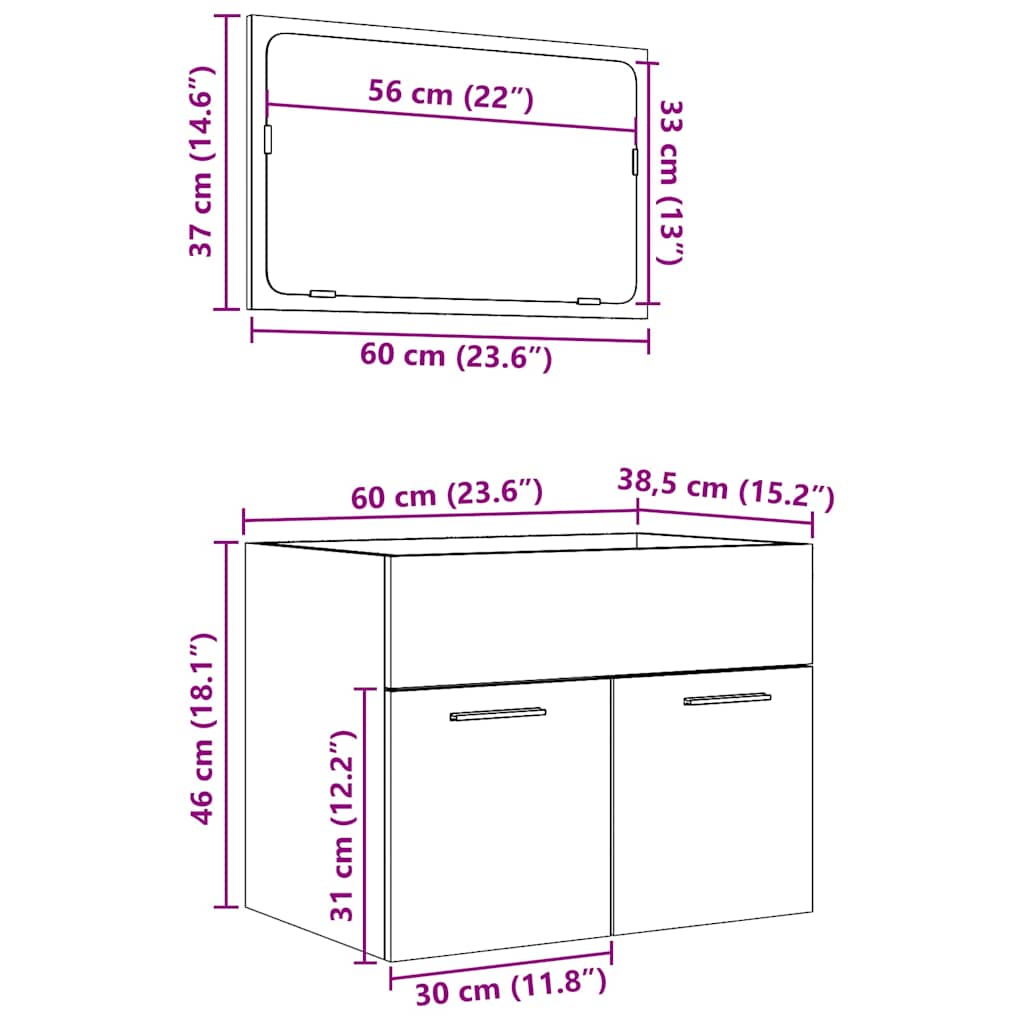 2-tlg. Badmöbel-Set Weiß Holzwerkstoff