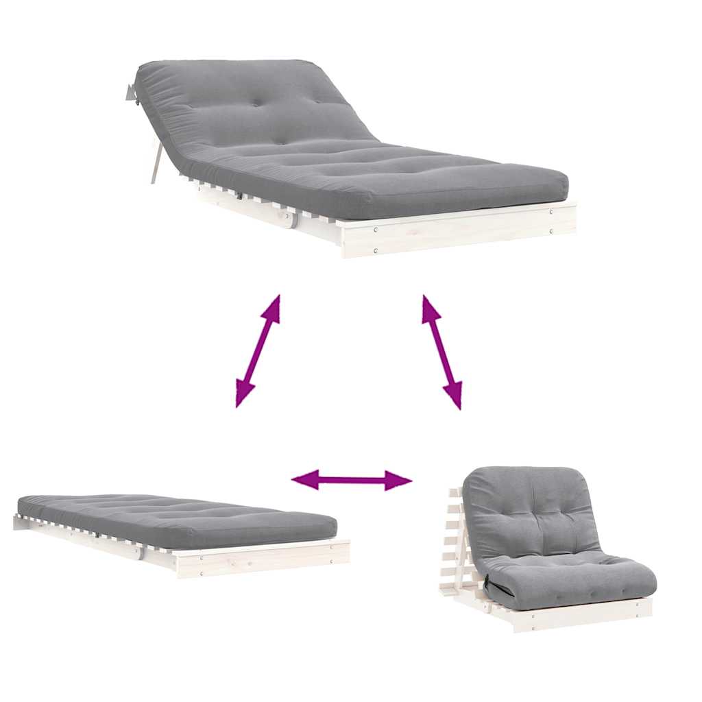 Futon Schlafsofa mit Matratze Braun 70x206x11 Massivholz Kiefer