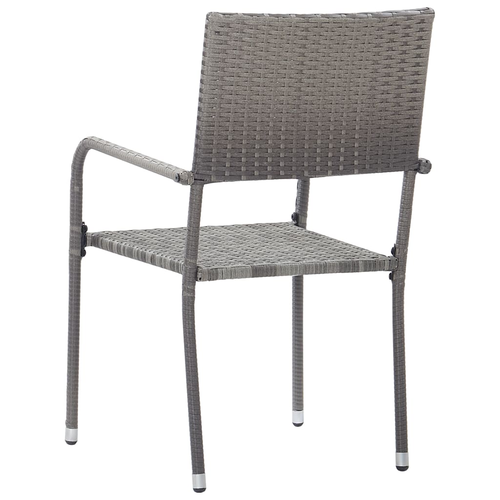 Garten-Essstühle 6 Stk. Stapelbar Schwarz Polyrattan