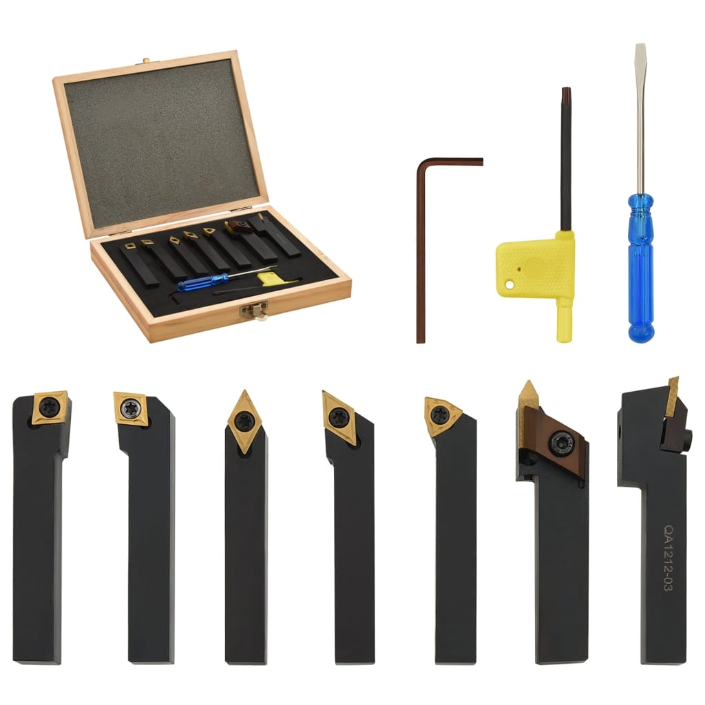 12-tlg. Drehmeißel-Set mit Wendeplatten 8x8 mm 70 mm