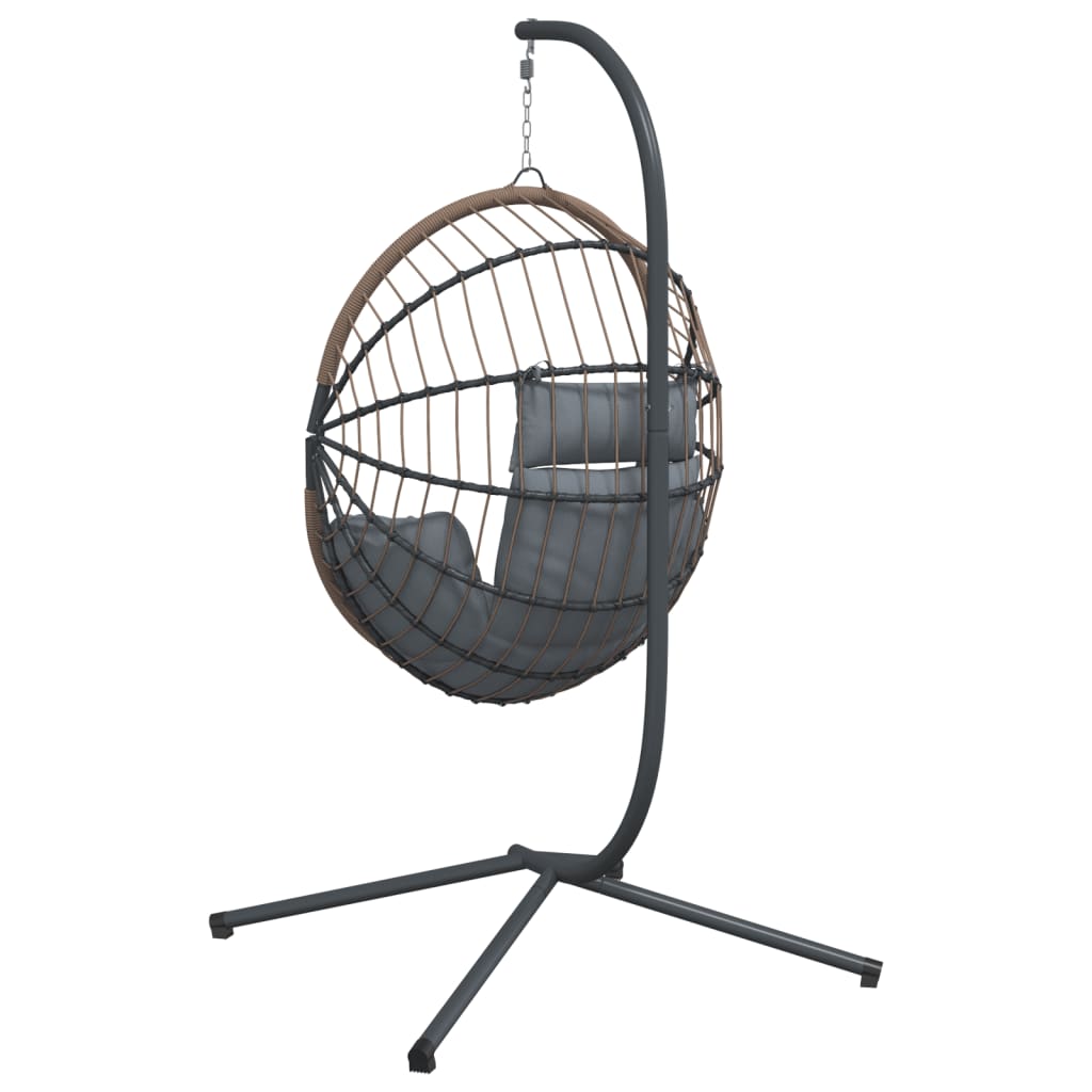 Hängesessel Ei-Design mit Ständer Anthrazit Rattan und Stahl