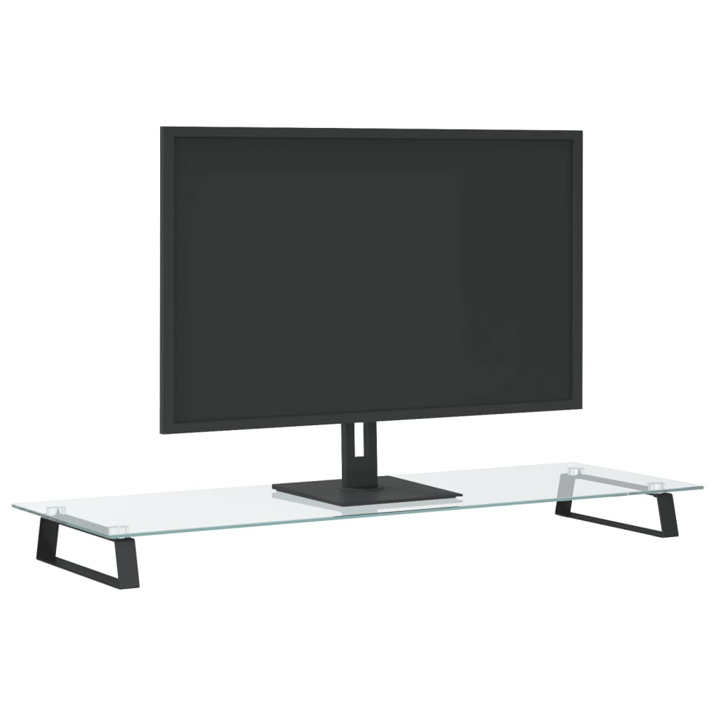 Monitorständer Weiß 60x20x8 cm Hartglas und Metall