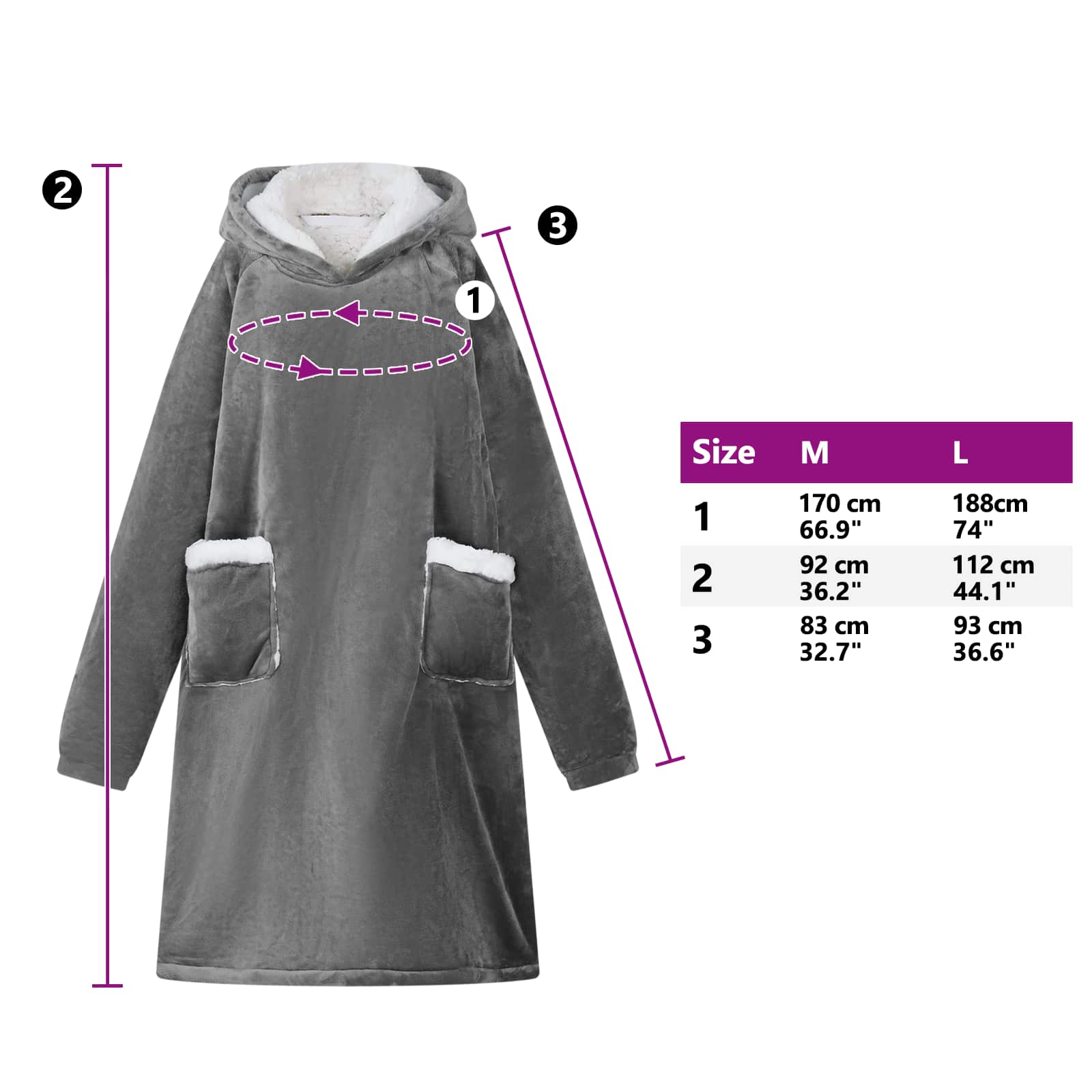 Decken-Hoodie Beige M Fleece und Flanell