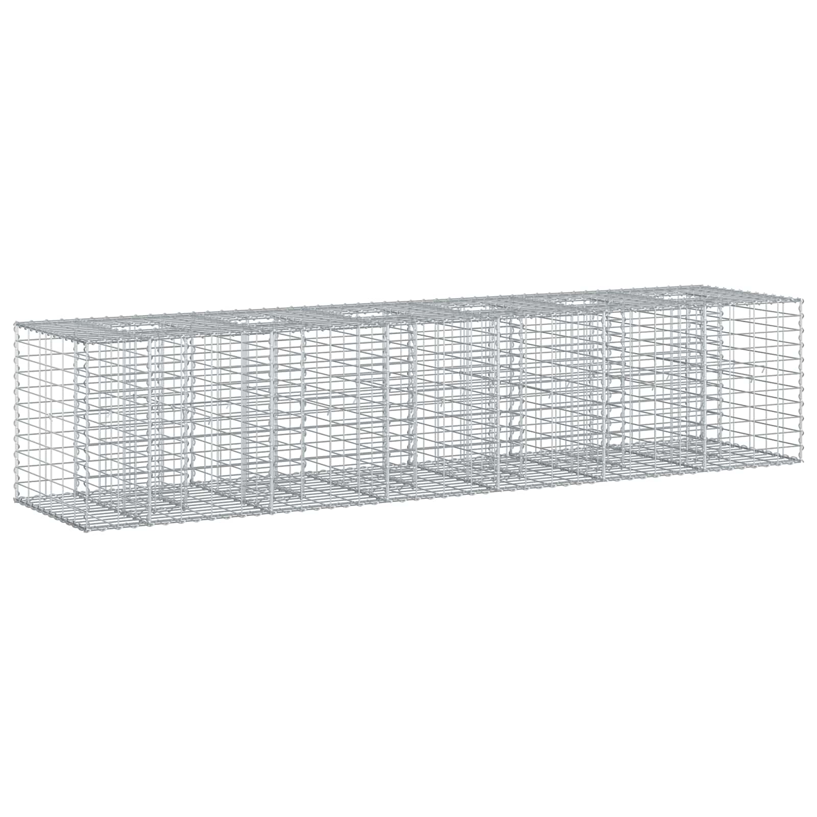 Gabionen Hochbeet 2 pcs Silber 260 x 60 x 55 cm