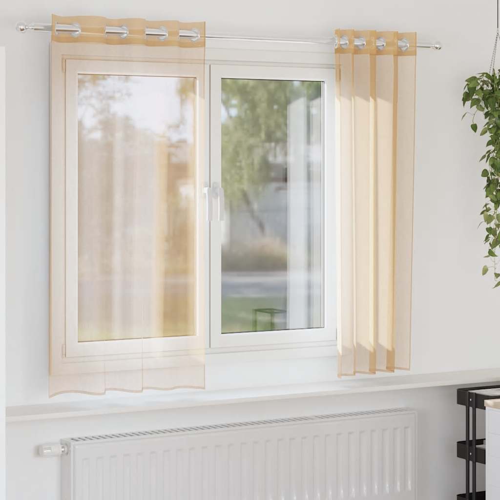 Voile Vorhänge mit Ösen 2 Stk. Apfelgrün 140x140 cm