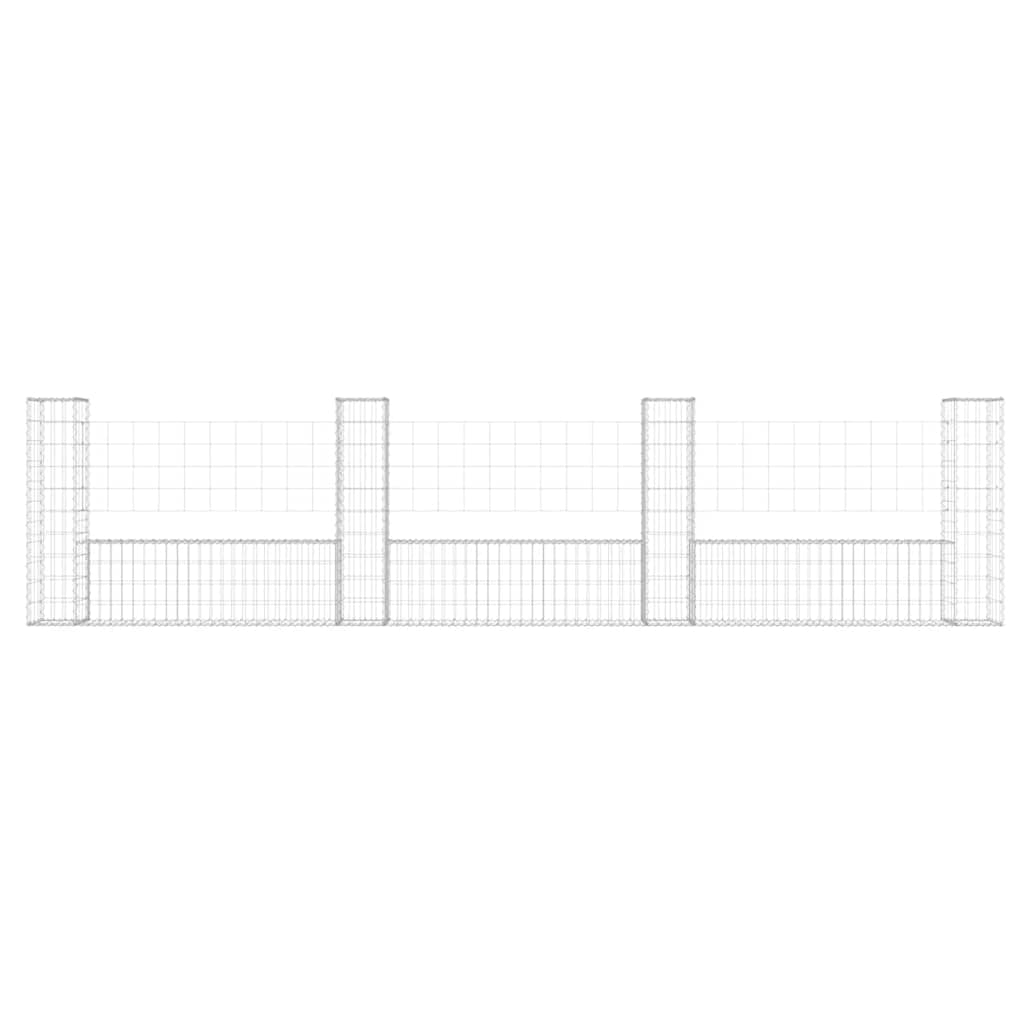 Gabionenkorb U-Form mit 2 Säulen Eisen 140x20x150 cm