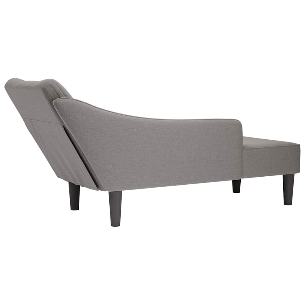 Chaiselongue mit Rechter Armlehne Hellgrau Stoff