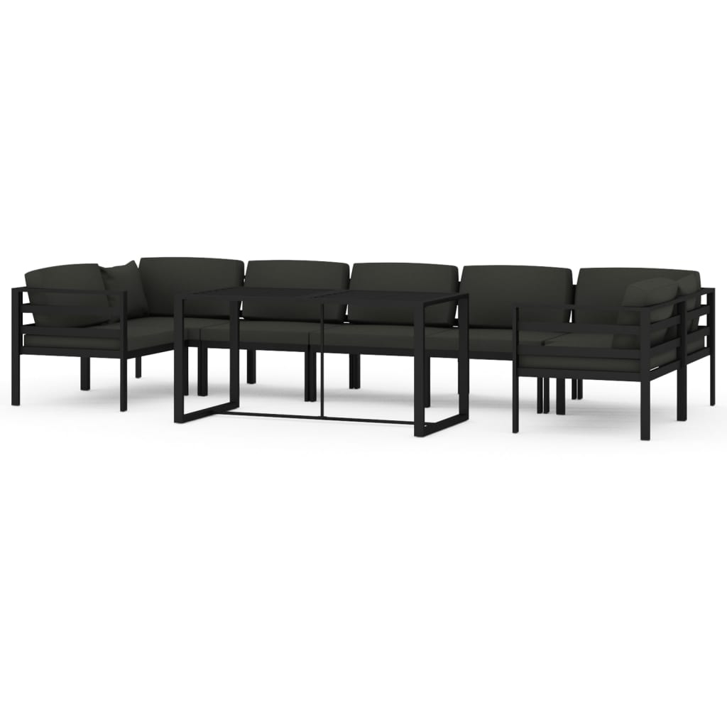 10-tlg. Garten-Lounge-Set mit Kissen Aluminium Anthrazit