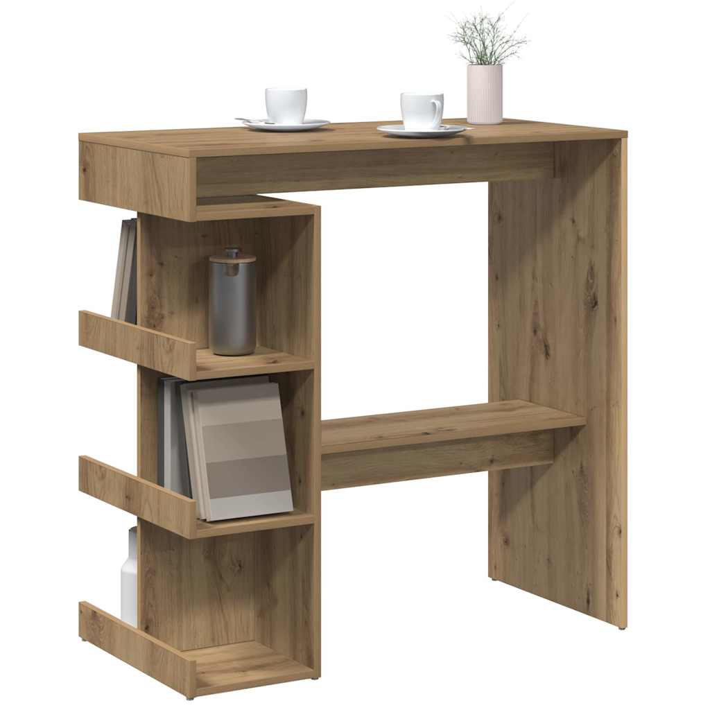 Bartisch mit Regal Weiß 100x50x101,5 cm Holzwerkstoff
