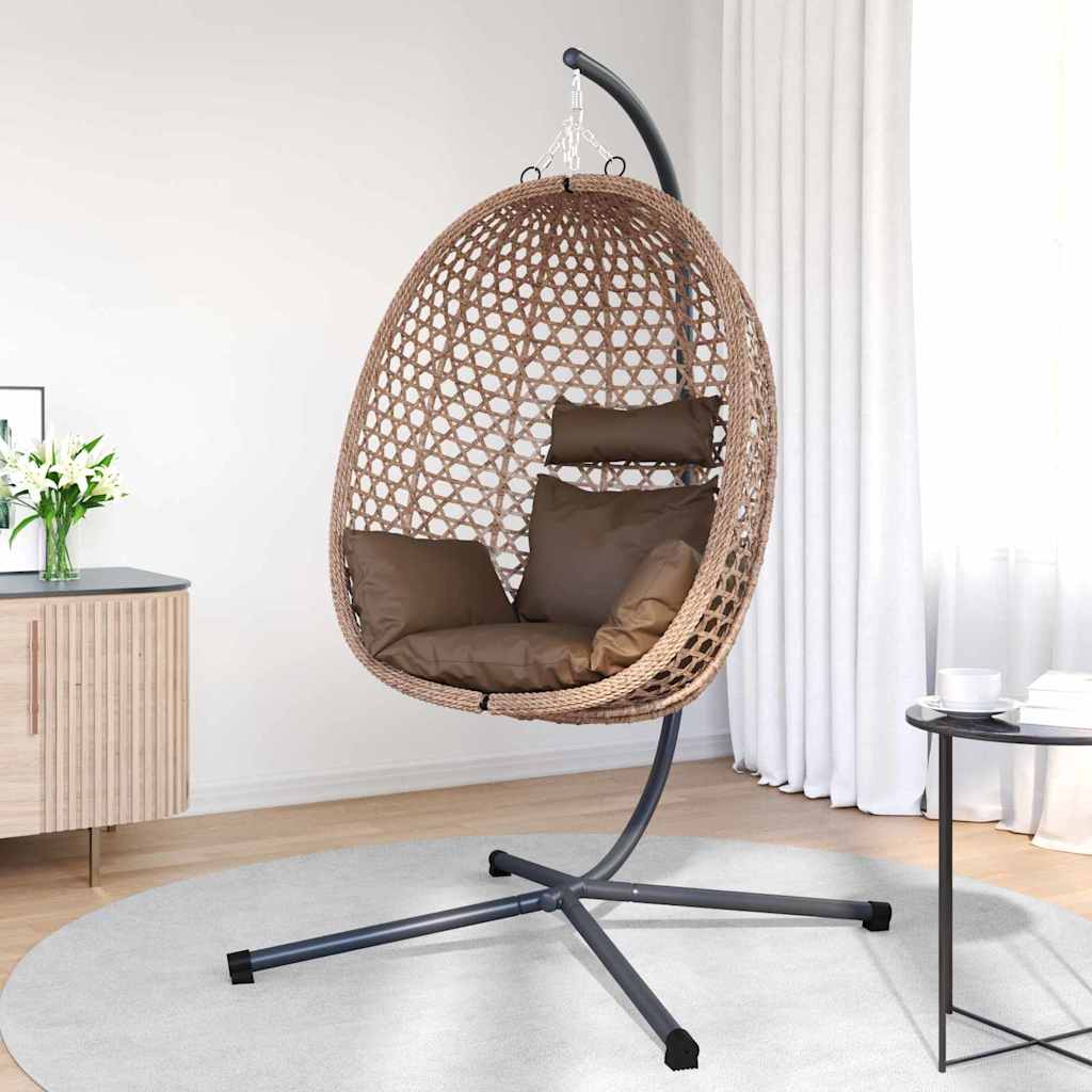 Hängendes Ei-Stuhl Hellcreme 104 x 100 x 191 cm Poly-Rattan