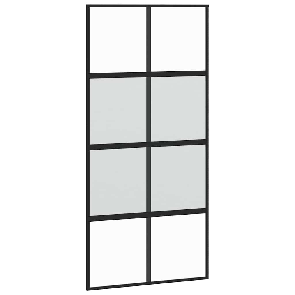 Schiebetür mit Beschlag Schwarz 76x205 cm ESG-Glas