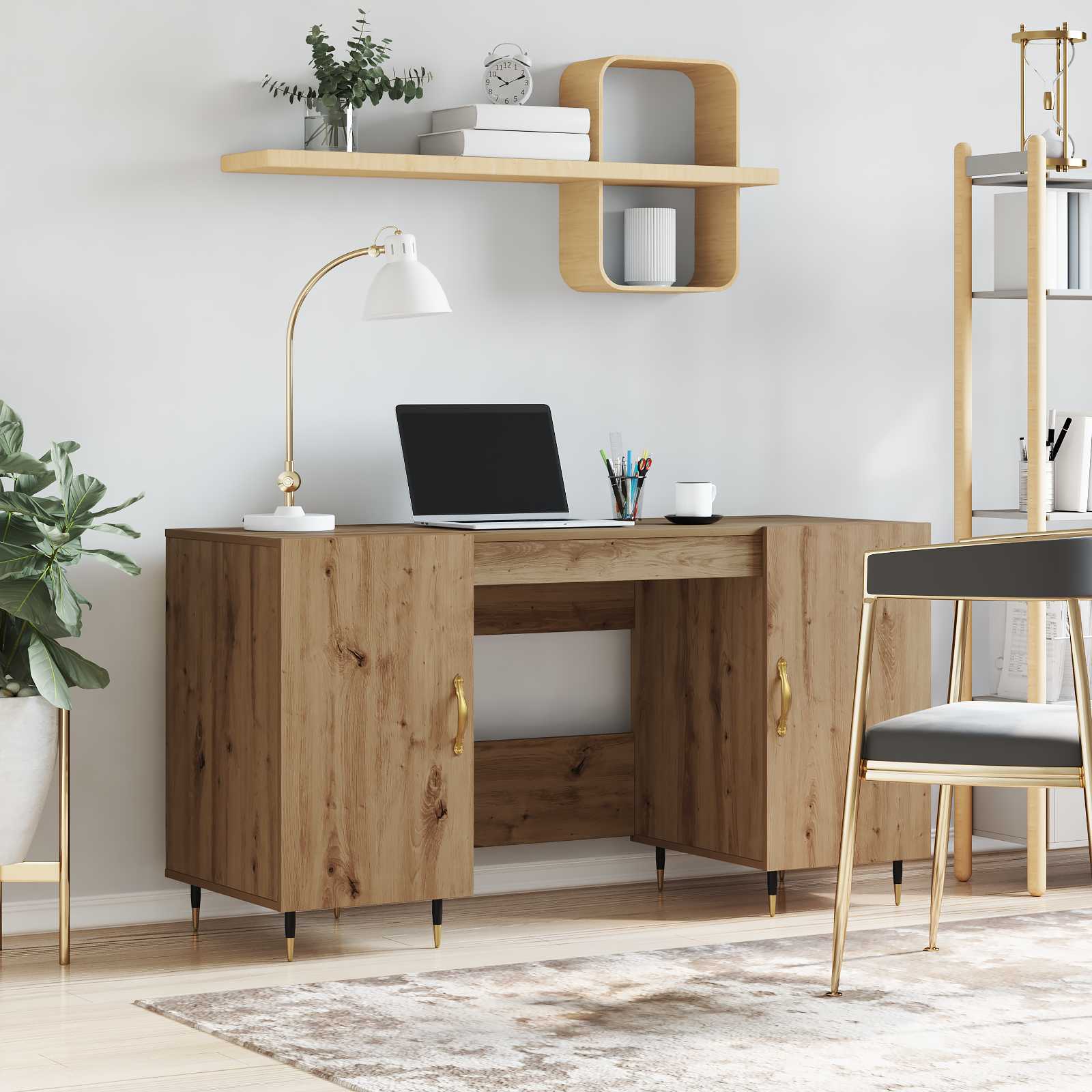 Schreibtisch Betongrau 140x50x75 cm Holzwerkstoff