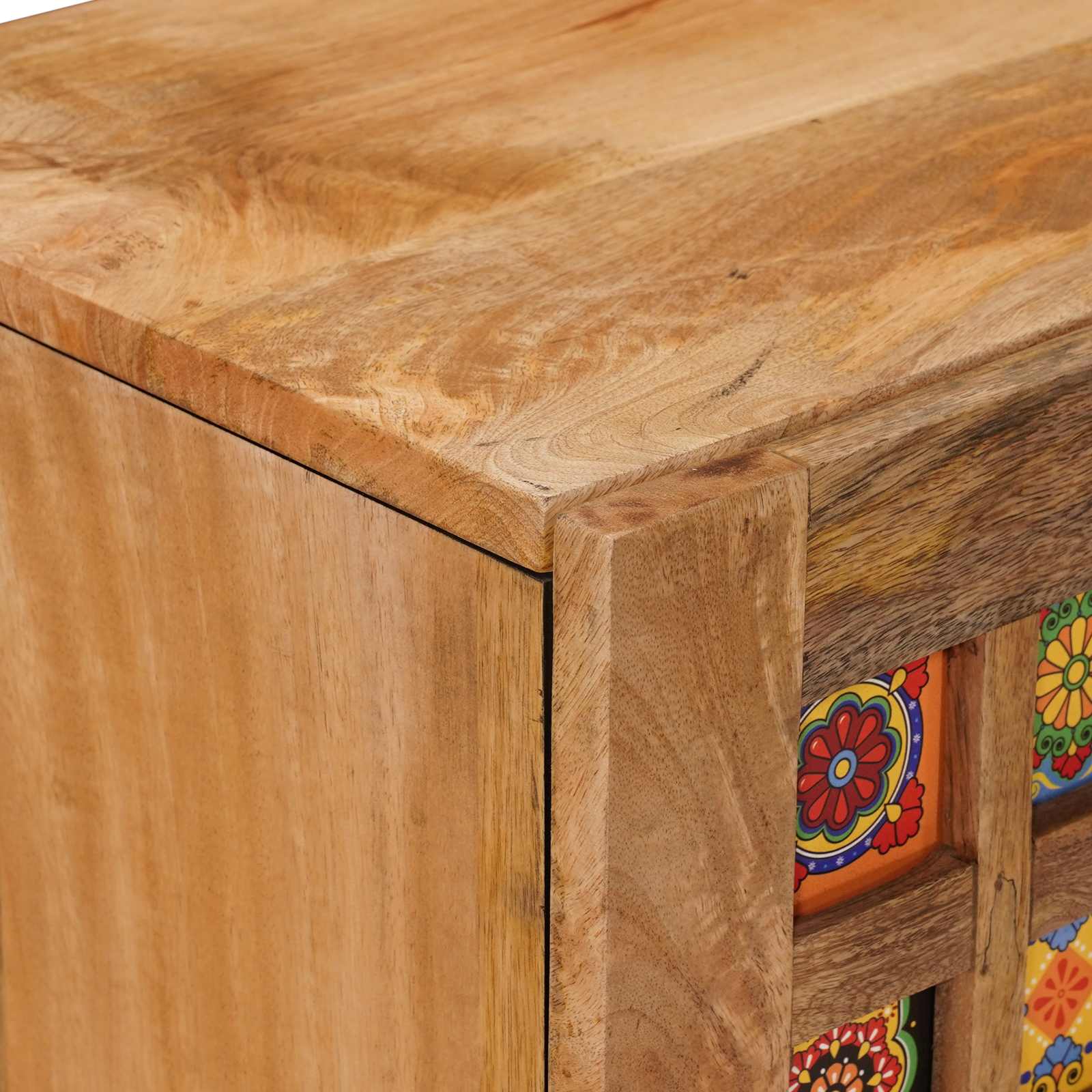 Sideboard mit Regal Walnuss 90 x 33,5 x 75 cm Massivholz Mango