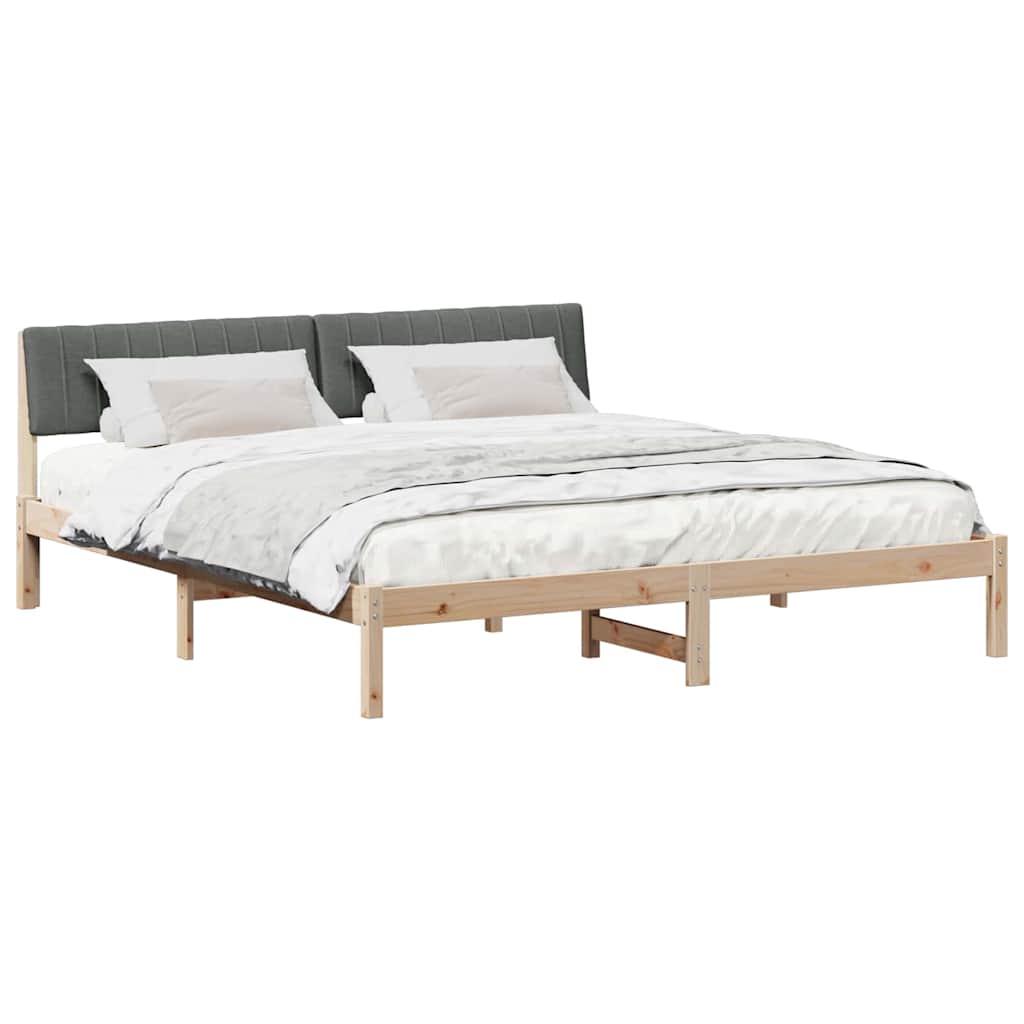 Bettgestell Braun und hellgrau 200 x 200 cm Massivholz Kiefer