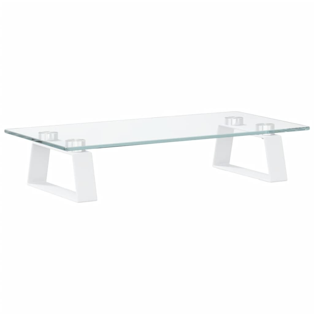 Monitorständer Weiß 60x20x8 cm Hartglas und Metall