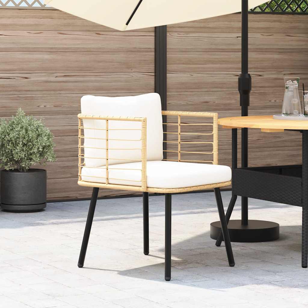 Gartensessel mit Kissen Schwarz Poly Rattan