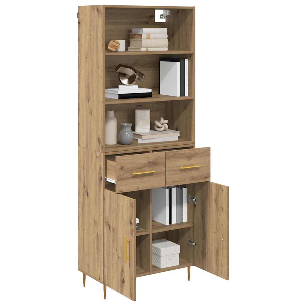 Highboard Hochglanz-Weiß 69,5x34x180 cm Holzwerkstoff