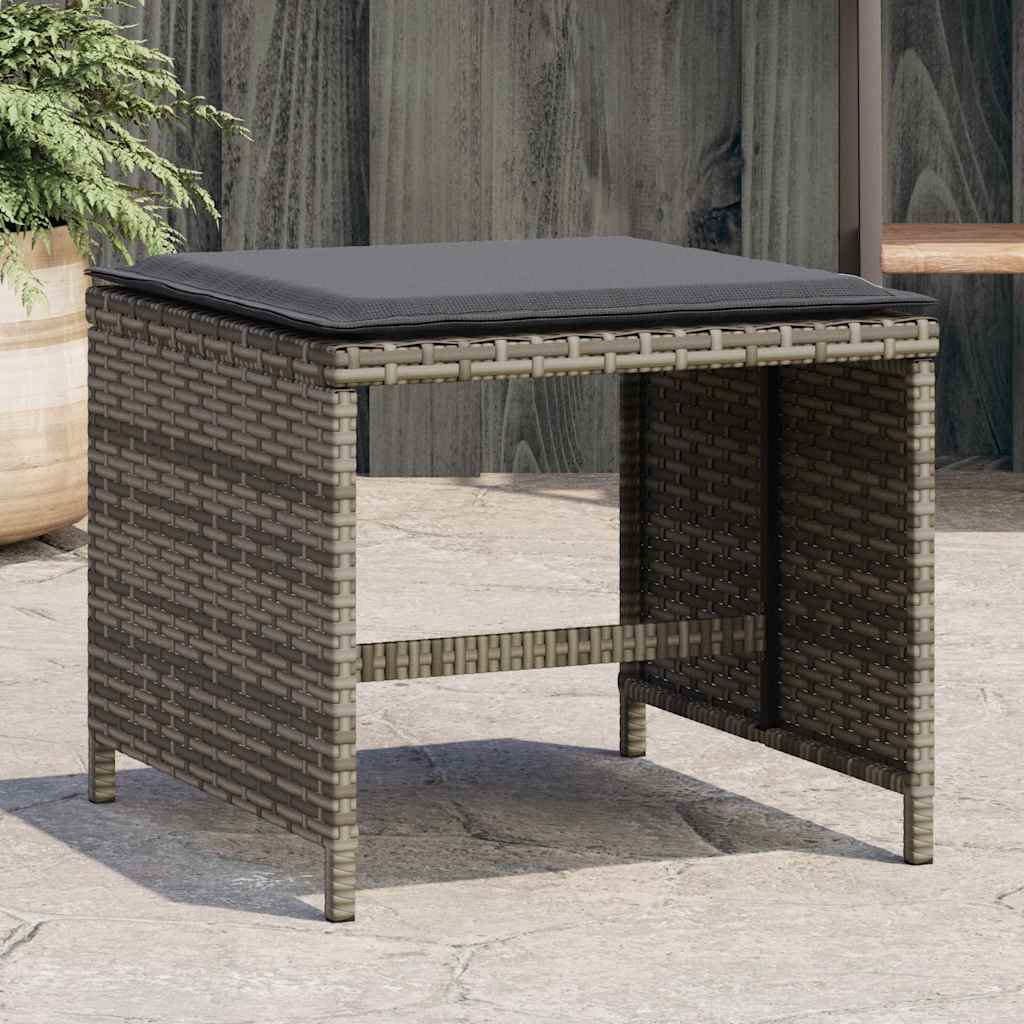 Gartenhocker mit Kissen 4 Stk. Schwarz 41x41x36 cm Poly Rattan