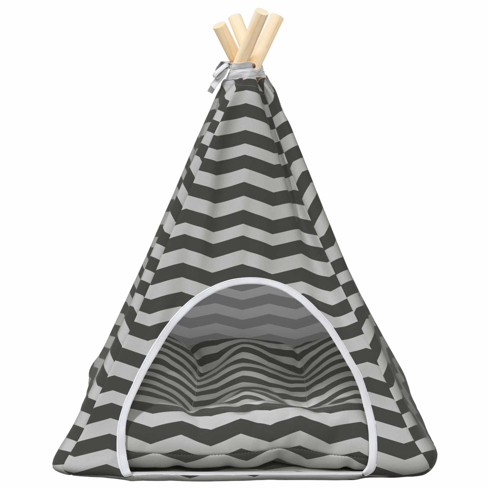 Haustier-Tipi mit Kissen Weiß und Grau 40 x 40 x 50 cm