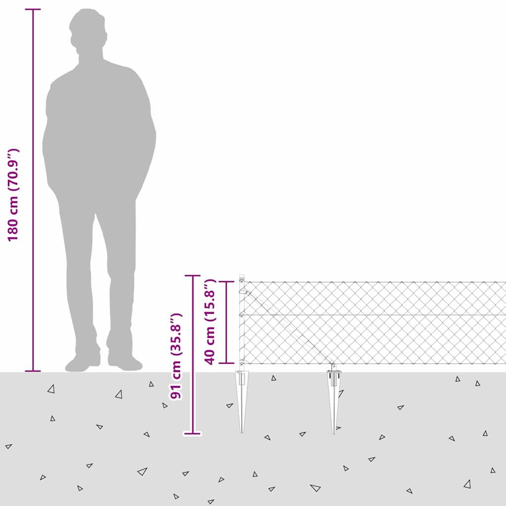 Outdoor Kettenglied-Zaun Erdfixierung 10 x 0,4 m Grün Netz