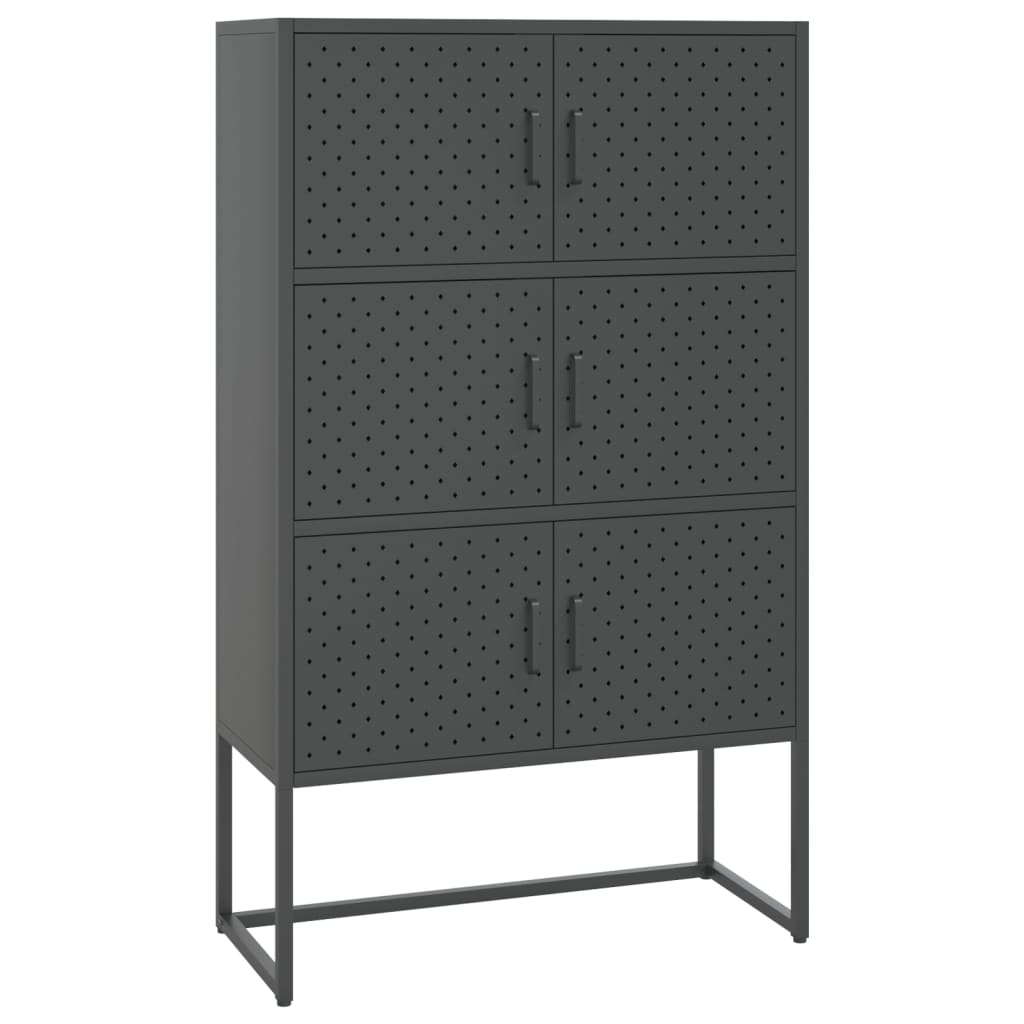 Highboard Schwarz 80x35x135 cm Stahl