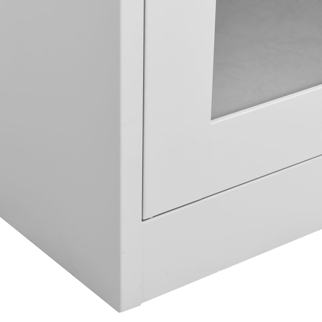 Büroschrank Weiß 90x40x180 cm Stahl und Hartglas