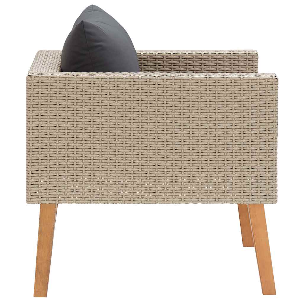 3-Sitzer-Gartensofa mit Auflagen Poly Rattan Beige