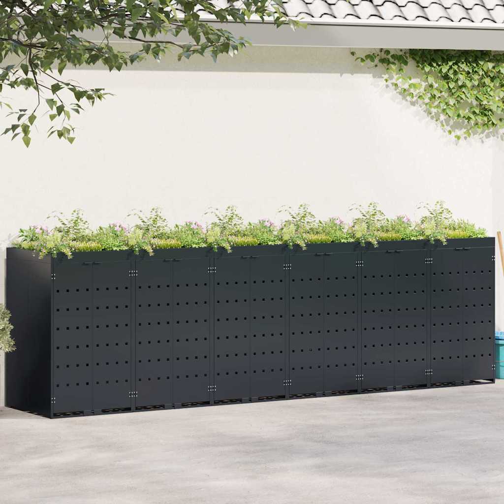 Mülltonnenbox für 2 Tonnen Schwarz 138x79x117 cm Stahl