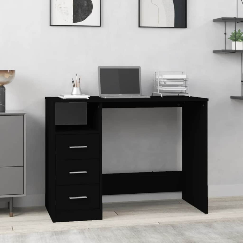 Schreibtisch mit Schubladen Weiß 102x50x76 cm Holzwerkstoff