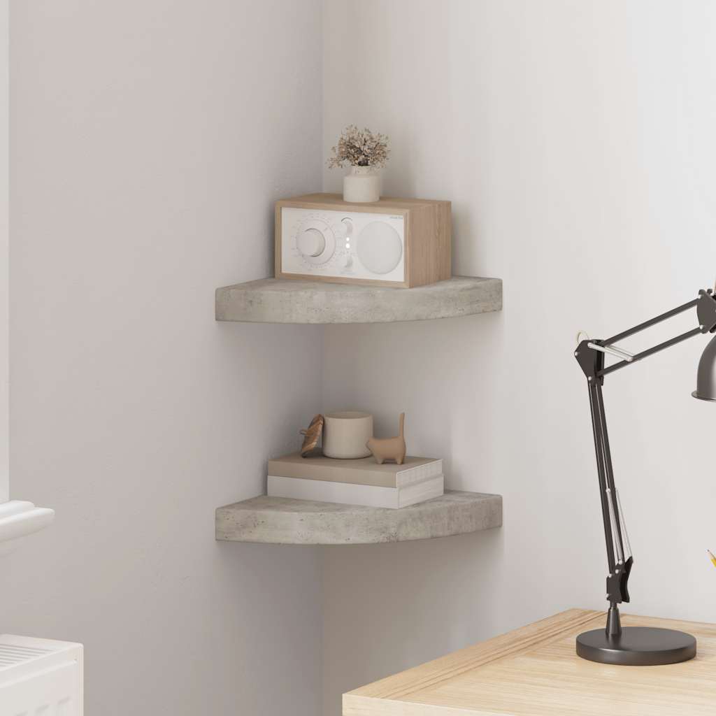 Schwebende Eckregale 2 Stk. Hochglanz-Weiß 25x25x3,8 cm MDF