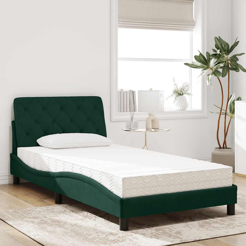Bett mit Matratze Hellgrau 80x200 cm Samt