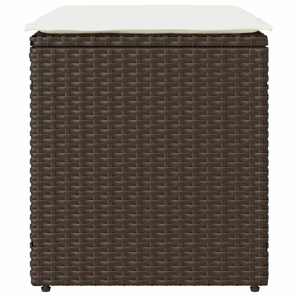 Gartenhocker mit Kissen 2 Stk. Schwarz 40x40x43 cm Poly Rattan