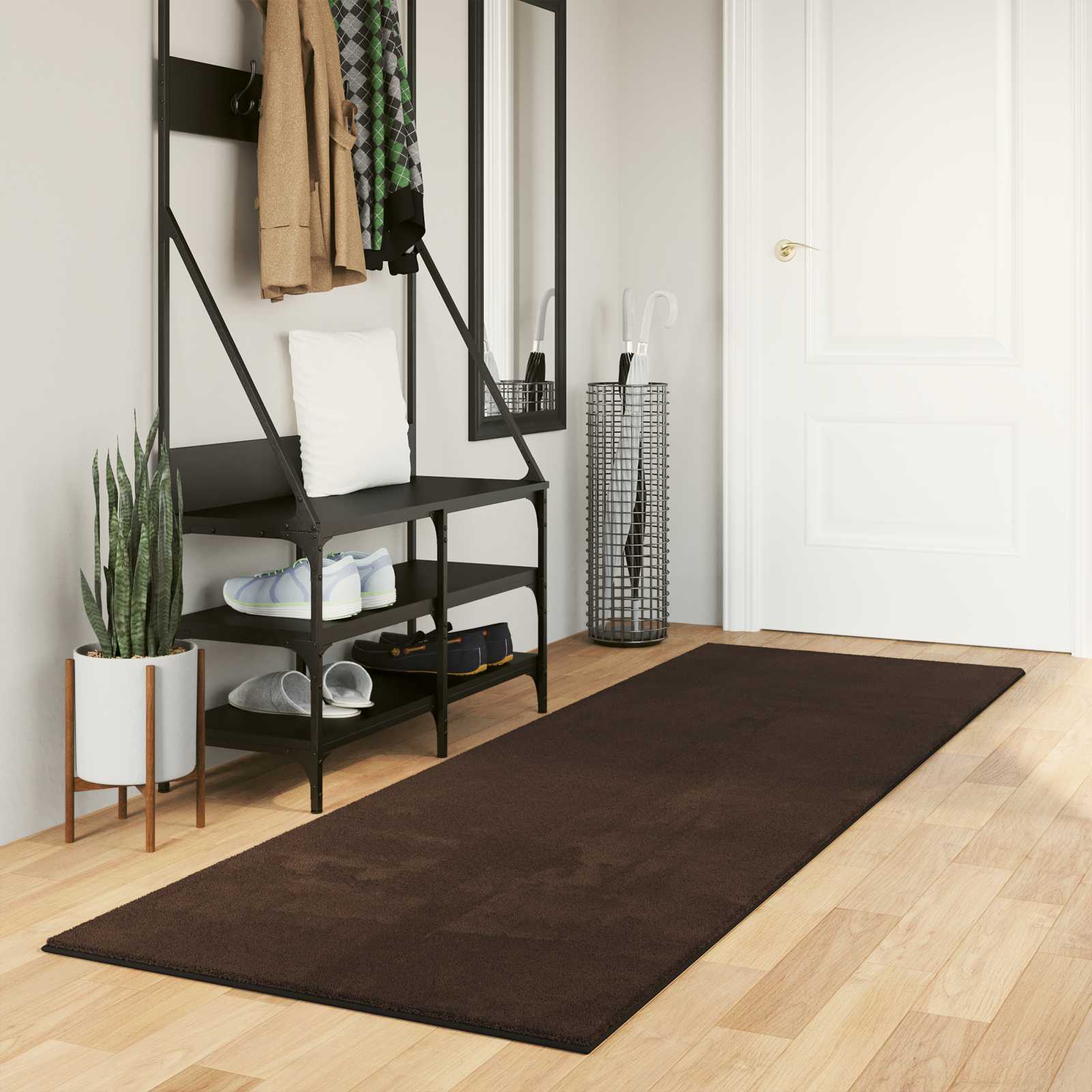 Teppich HUARTE Kurzflor Weich und Waschbar Anthrazit 60x110 cm