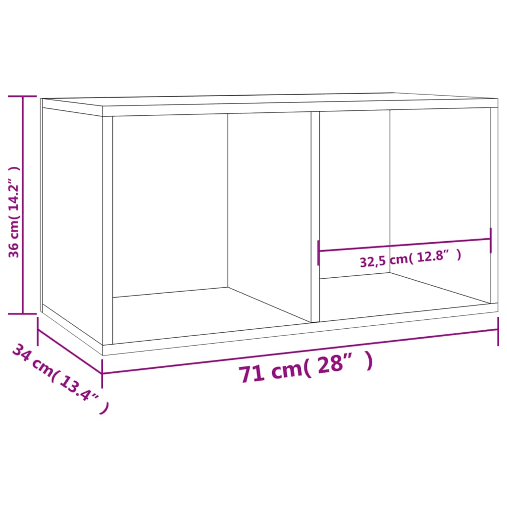 Schallplatten-Aufbewahrungsbox Weiß 71x34x36 cm Holzwerkstoff