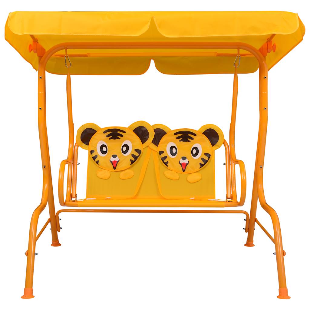 Kinder-Hollywoodschaukel Braun 115×75×110 cm Stoff