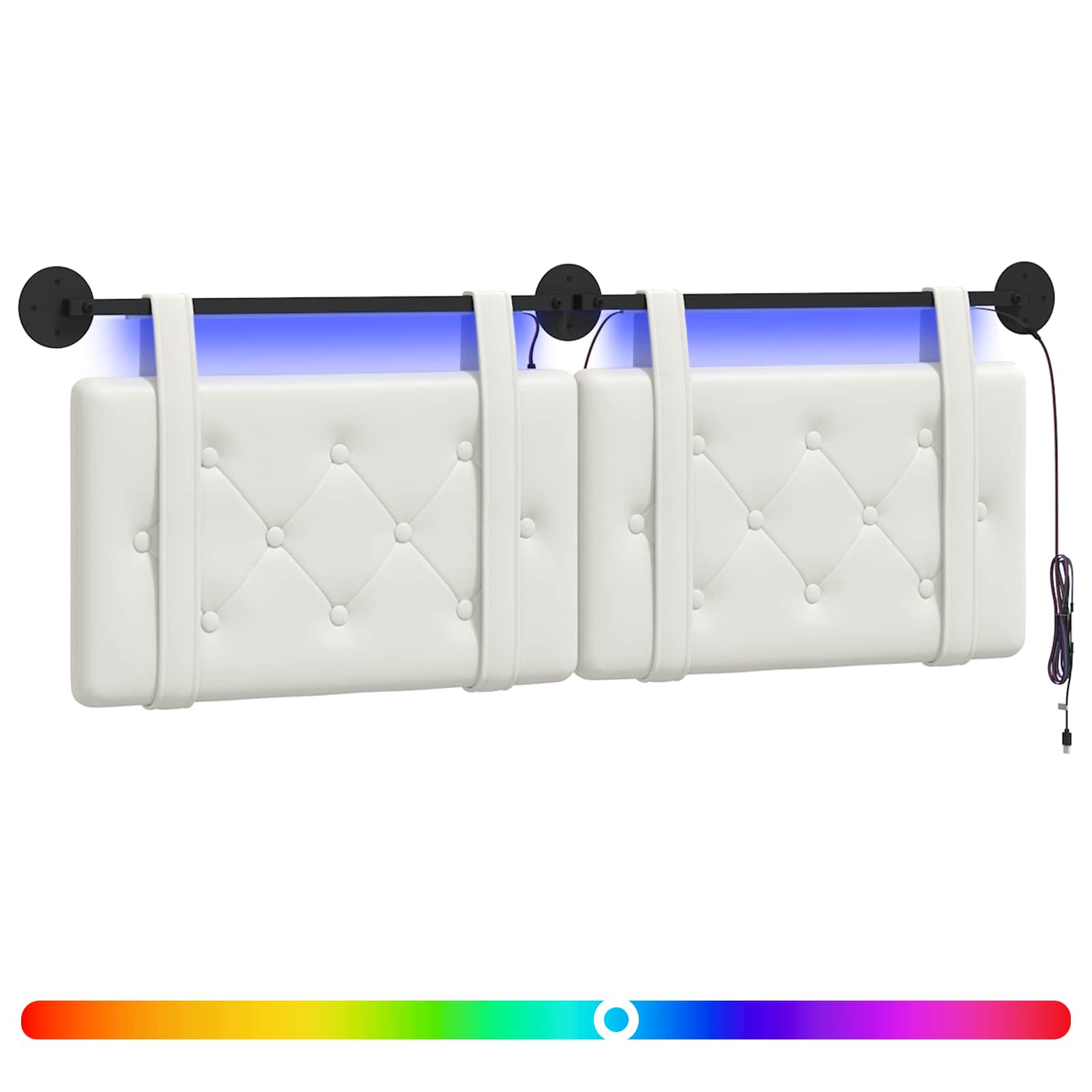Hängendes Kopfteil Mit LED Licht Creme Kunstleder